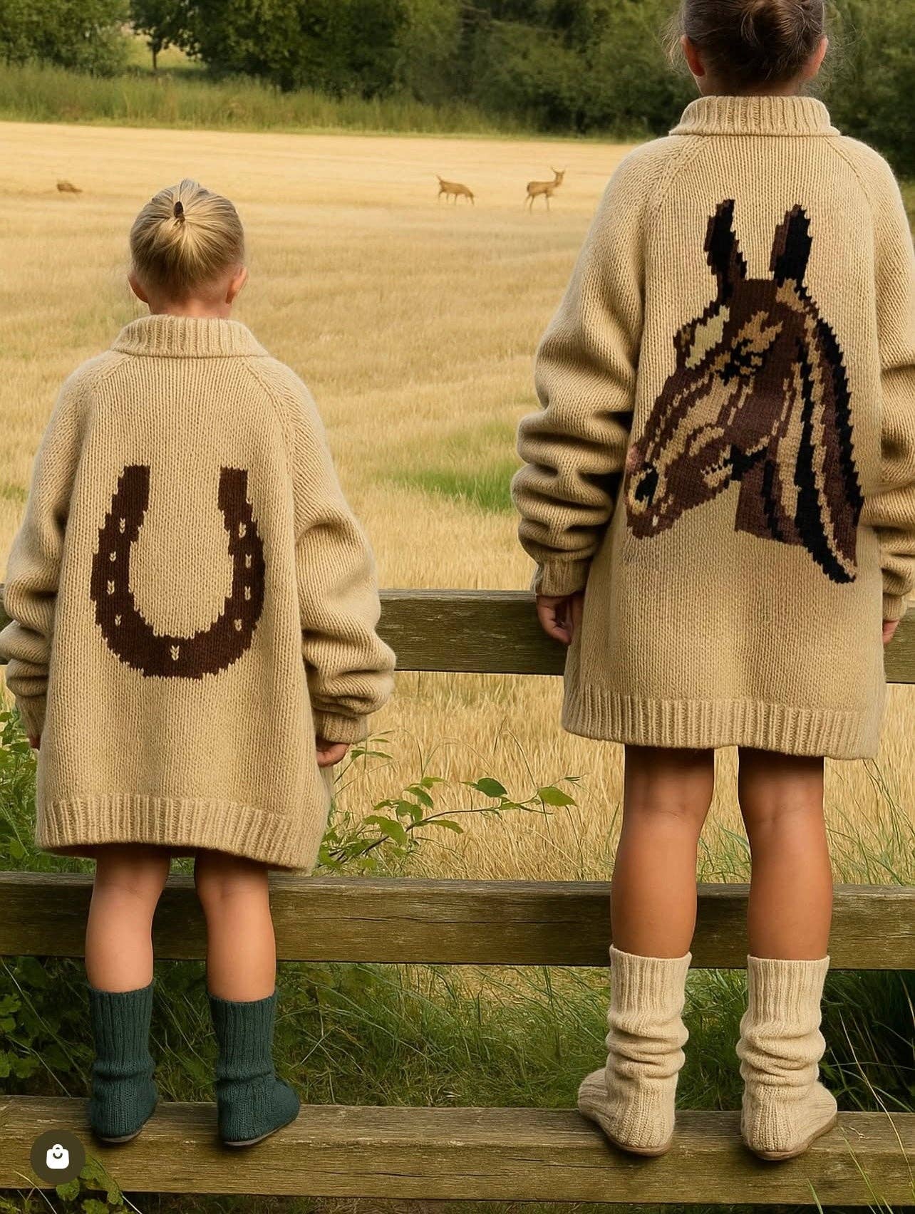 Pink Pineapple - Vente Cardigan – femme - Cardigan Varsity Vintage Cheval en Camel3