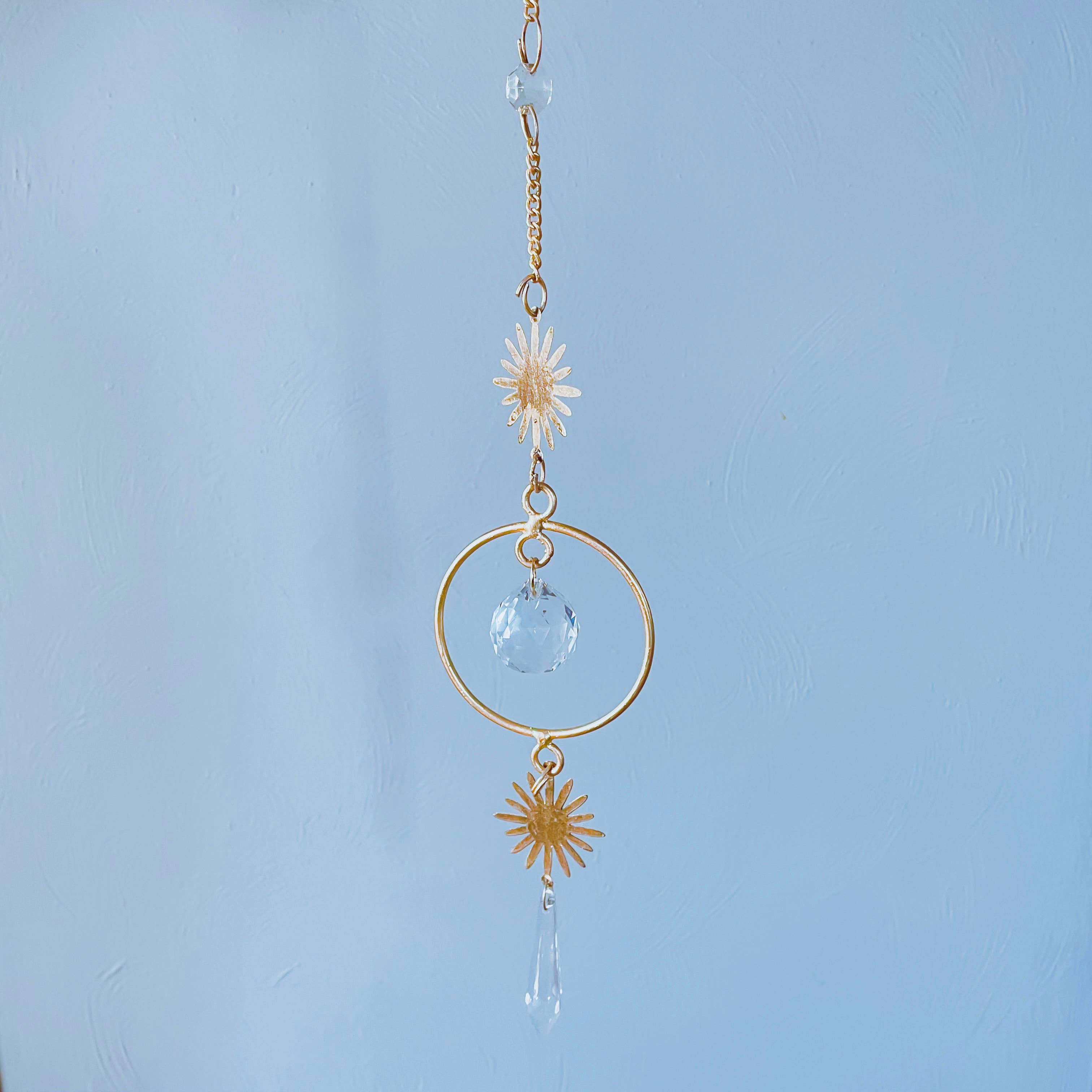 Mira Fair Trade – Engroshandel Solfanger – Sunburst catcher med krystaller i guld2