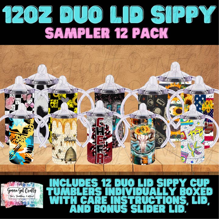 12oz Duo Lid Sippy Tumbler Sampler Pack-12ct. for wholesale by Gonna Get Crafty