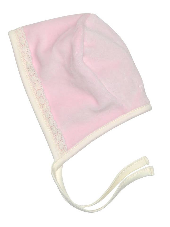 Ivy Ann Pink Pima cotton Baby Girl's Bonnet for wholesale by Baby Threads