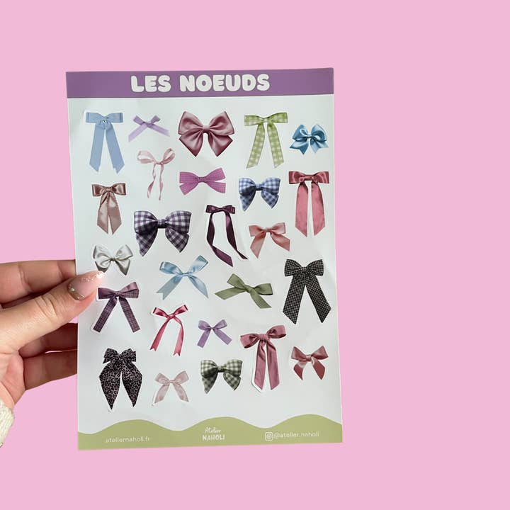 Folha de autocolantes de papel - laços - A5 por atacado de Atelier Naholi