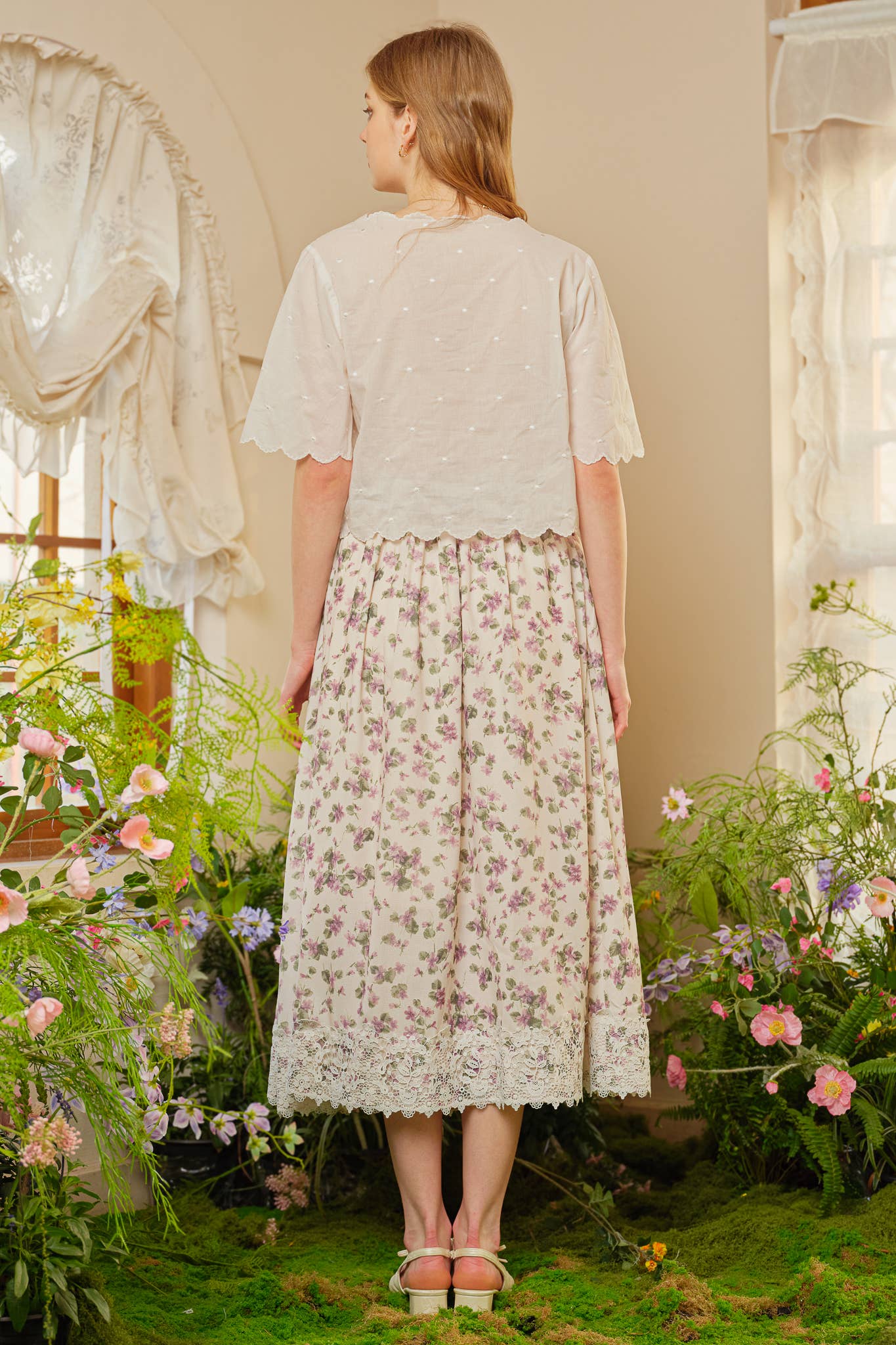 ROSIE POSIE – Saia - Mulher por atacado – RP2336 - Saia Midi Vintage com Renda Flor de Blossom3