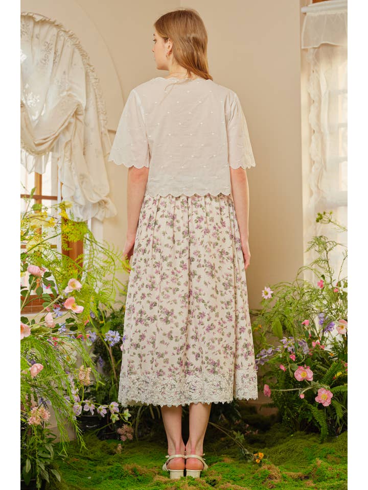 ROSIE POSIE – Saia - Mulher por atacado – RP2336 - Saia Midi Vintage com Renda Flor de Blossom3