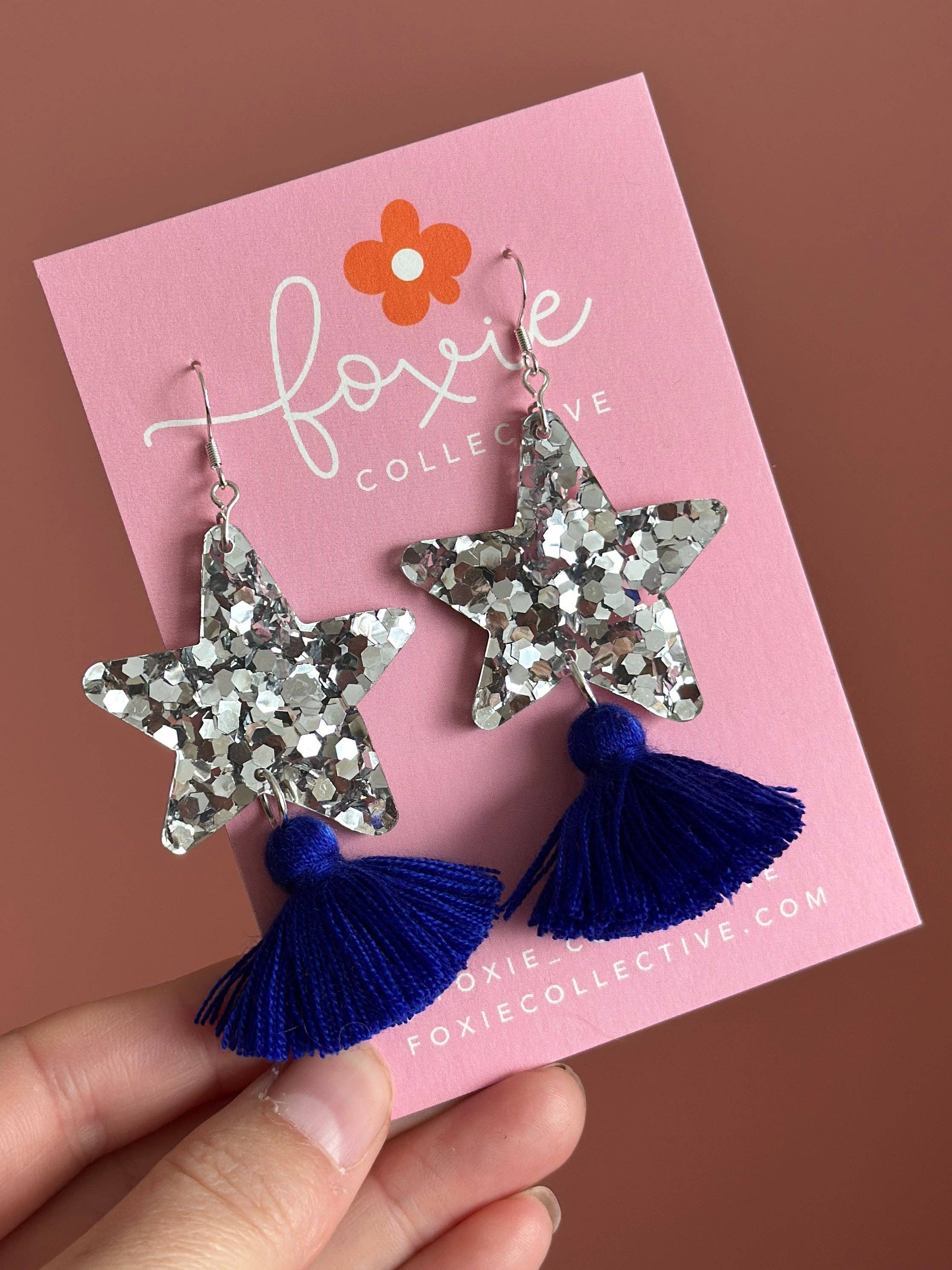 Foxie Collective - Wholesale Dangle Earrings - Custom Star Dust Dangles | Silver or Gold | Select Tassel Colour | WHOLESALE16
