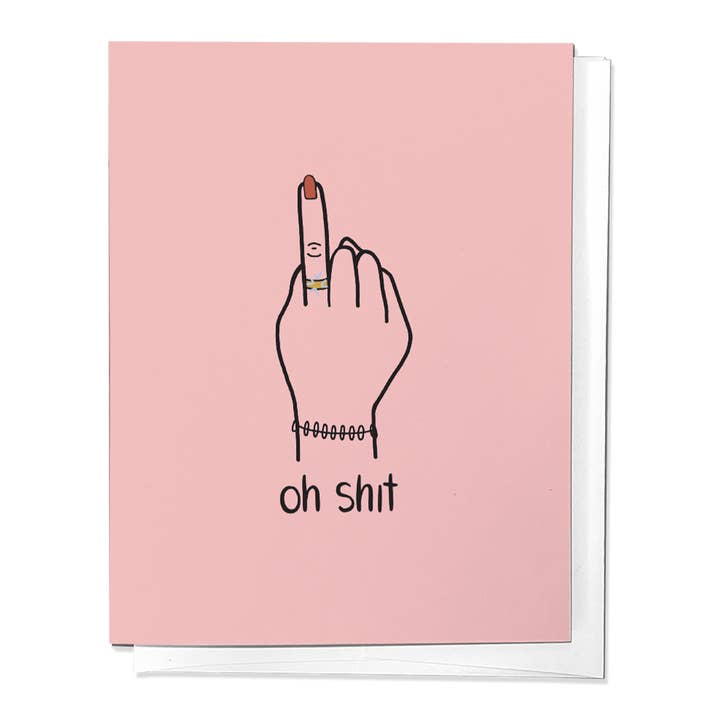 Oh Shit Engagement Announcement Wedding Ring Greeting Card for wholesale by Parcel Island