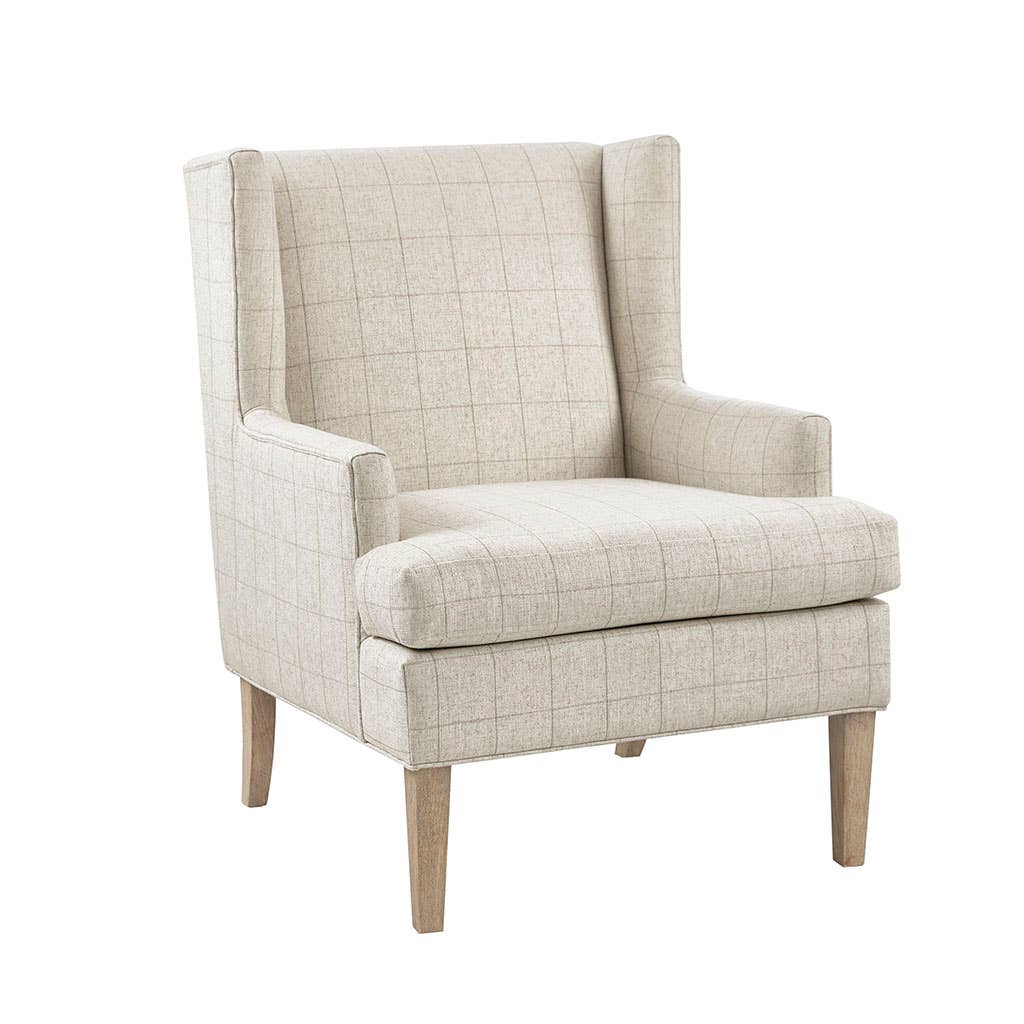 Olliix - Wholesale Chair - Windowpane Check Low Armed Accent Chair, Cream *2