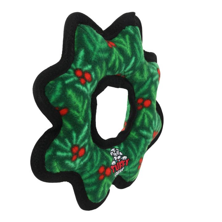 Tuffy Dog Toys - VIP Products - Wholesale Pet Toy - Dog - Tuffy Holiday Medium Gear Ring Wreath, Durable Dog Toy1