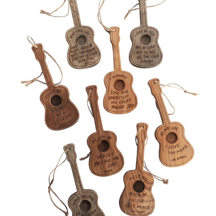 Sugarboo & Co - Wholesale Ornament Set - 1st Edition Wooden Guitars (Assorted Set of 24)