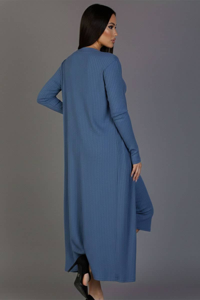 CAPELLA APPAREL - Wholesale Dress - Women's - Ribbed Cardigan & Cami Midi Bodycon Dress5