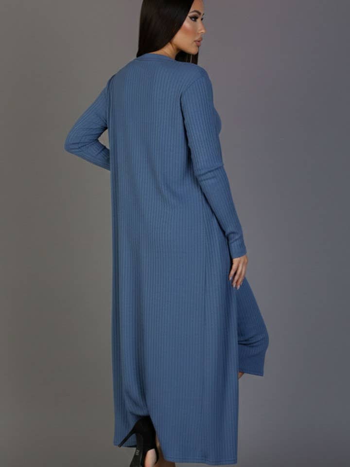 CAPELLA APPAREL - Wholesale Dress - Women's - Ribbed Cardigan & Cami Midi Bodycon Dress5