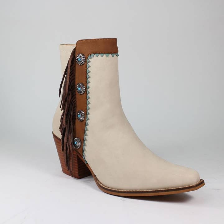 Mars Sky Shoes Wholesale - Wholesale Booties - Women's - Arider Girl GIZELLE Women Fringe Chunky Heel Ankle Booties