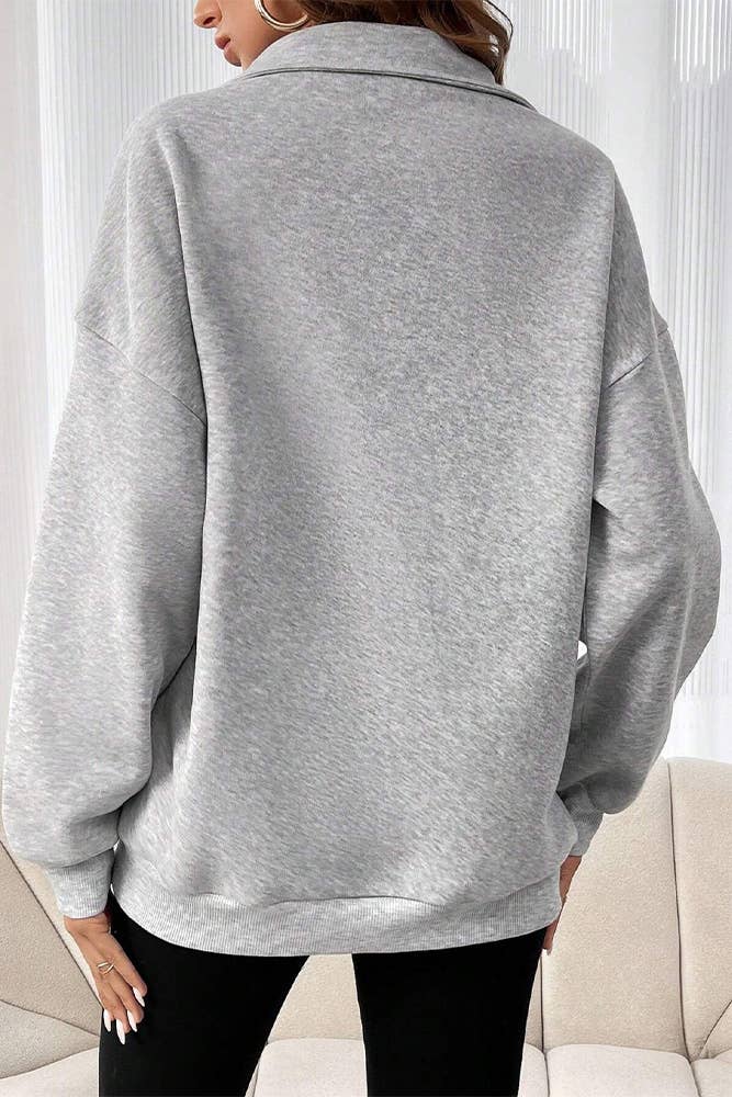 Comely Fashion - Wholesale Sweatshirt - Women's - Plain Half Zipper Front Kangaroo Pocket Sweatshirt1