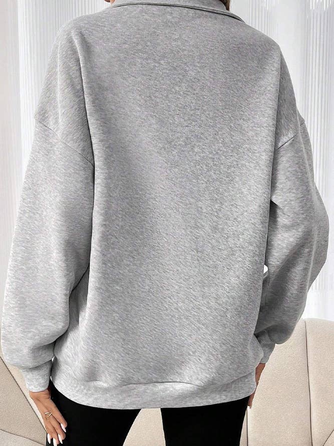 Comely Fashion – wholesale Sweatshirt - Dam – Vanlig tröja med känguruficka med halv dragkedja1