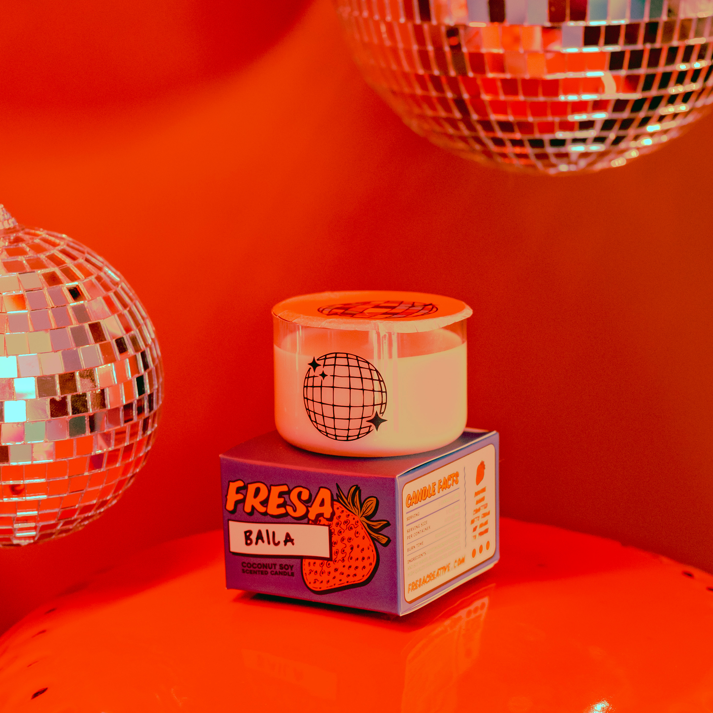 Fresa Creative - Wholesale Jar/Filled Candle - Baila / Teakwood Mini Candle / Latina + Midwest Inspired1