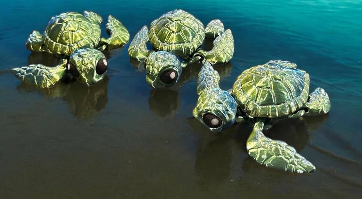 3D in Paradise – wholesale Figurleksak - Barn – Havssköldpadda flerfärgad ledad fidget 3D-utskriven leksak1