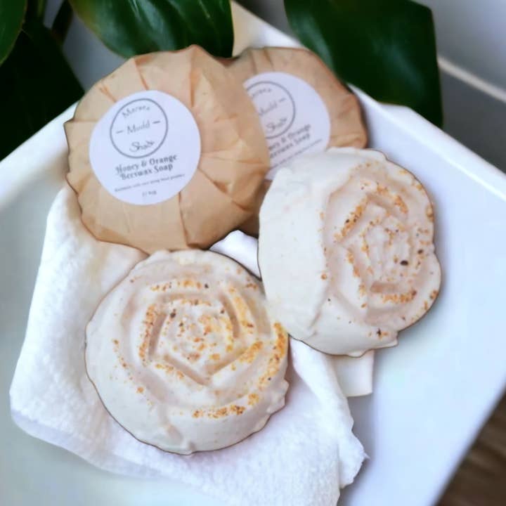 Orange Rose Beeswax Soap 65g for wholesale by Mersea Mudd Shack Ltd