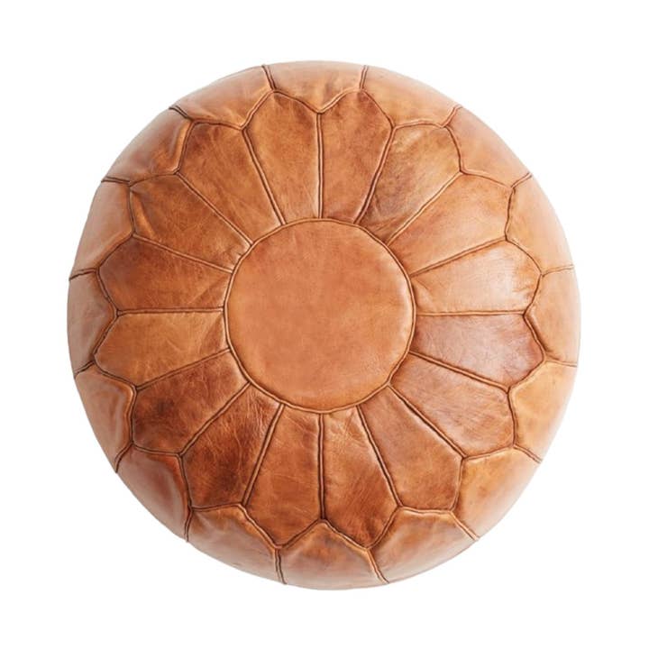 Ronde poef met Marokkaanse tabak — Gezellig comfort in aardse elegantie voor wholesale door Moroccantastics