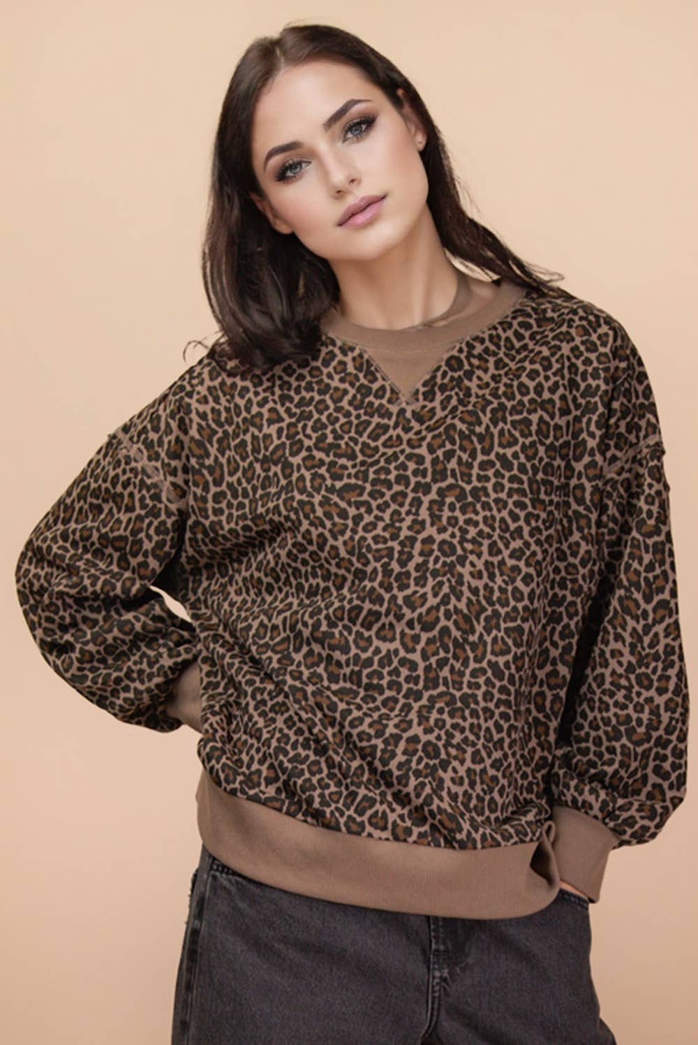 VERY J - Wholesale Knit Top - Women's - NT12318-Leopard & Camo Printed Knit Casual Top11