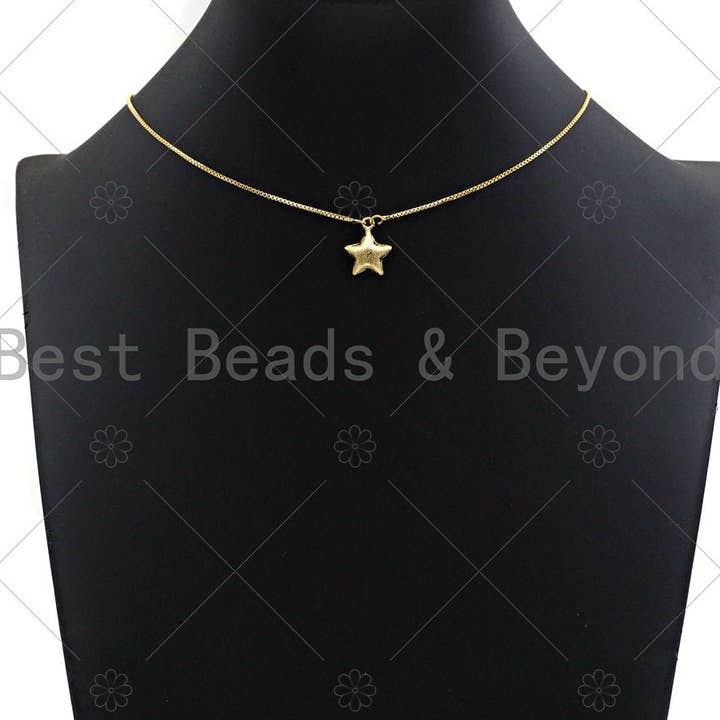 BestBeads&Beyond - Wholesale Individual Charm/Pendant - Brushed Gold Puffy Star Charm/Pendant, Star Shape Charm, Gold Star Pendant, Gold plated charm, 13mm, Sku#Y3293