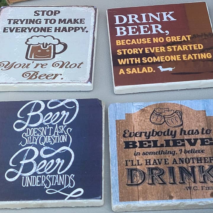 Funny Beer Quote Coasters for wholesale by Hand to Home Concepts, LLC