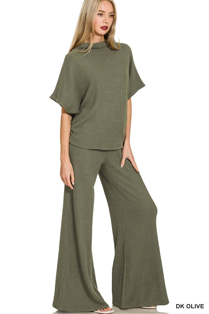 Vanilla Monkey - Wholesale Lounge Set - Women's - Sweater Mock Neck Short Sleeve Top &amp; Long Pants Set10