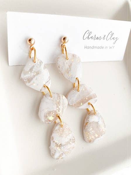 The Ellie in White Opal and Gold for wholesale by Charm and Clay