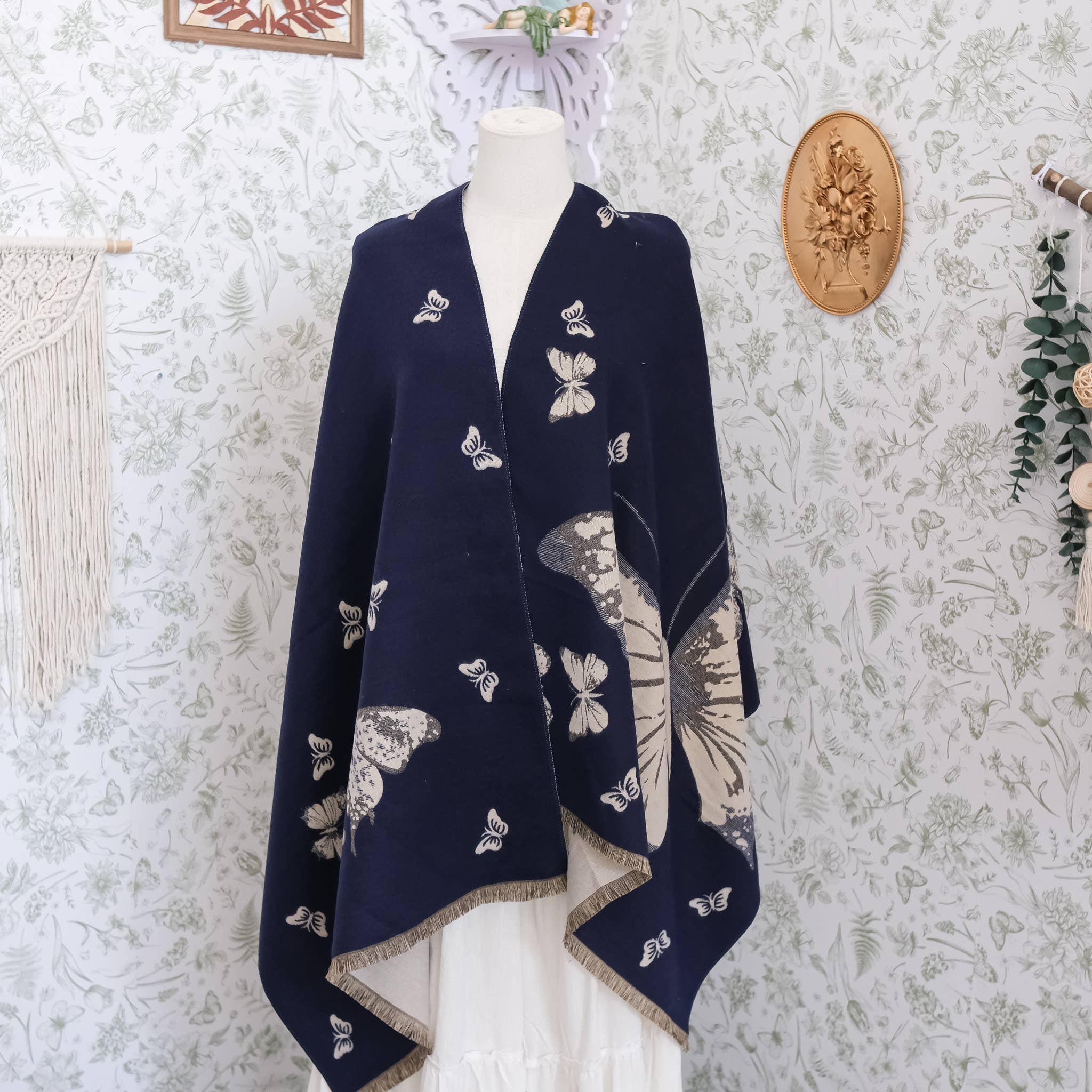 Karma Nepal Crafts - Wholesale Wrap - Women's - Reversible Butterfly Oversized Fall Winter Shawls9