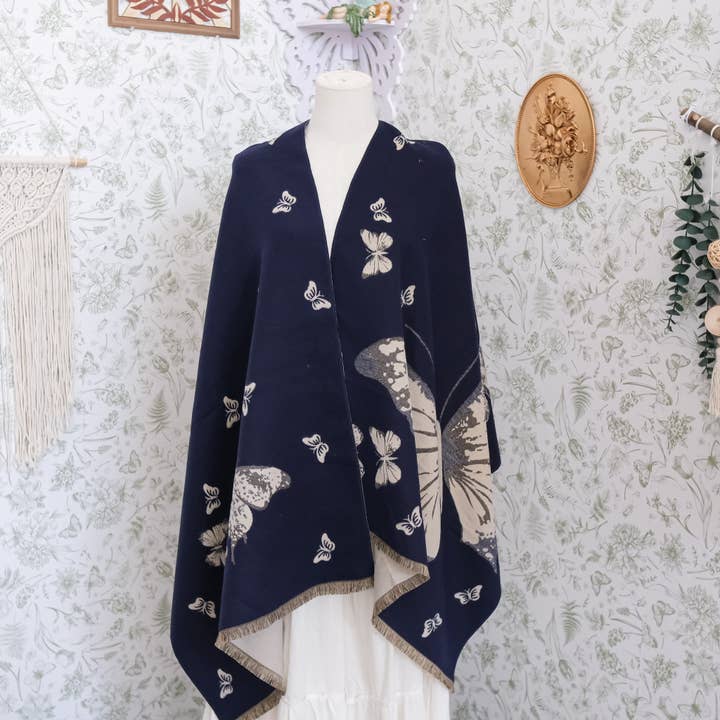 Karma Nepal Crafts - Wholesale Wrap - Women's - Reversible Butterfly Oversized Fall Winter Shawls9