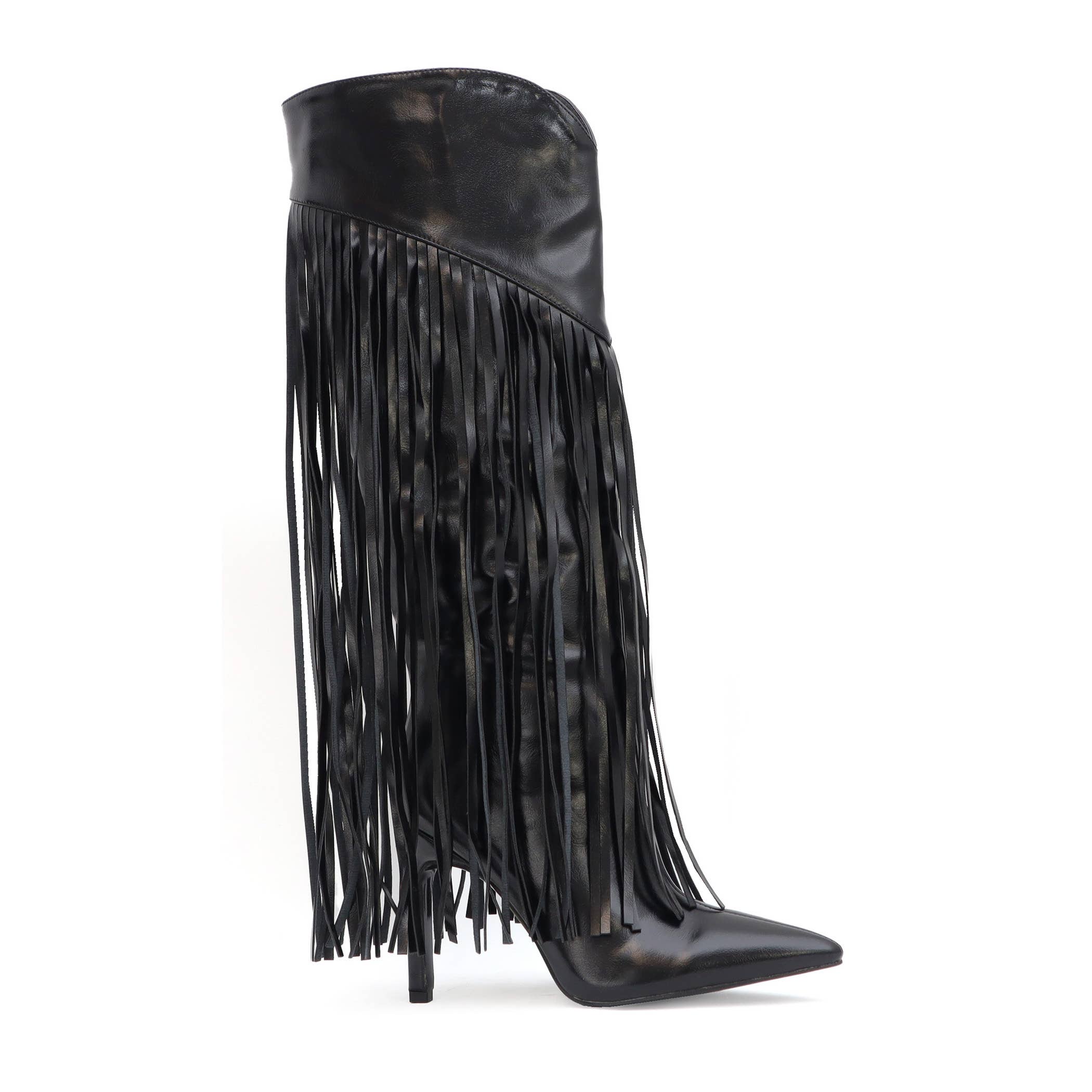 Yoki Fashion - Vendita all'ingrosso Stivali - Donna - Stivali alti al ginocchio da donna YOKI con frange0