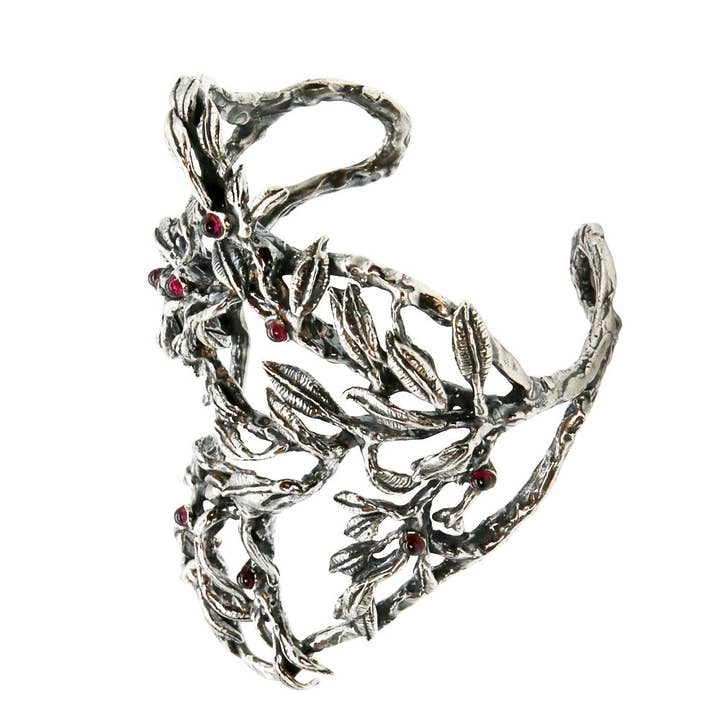Bracelet rigide en argent 925 et grenats cabochons (BA027) pour la vente par Mandile Gioielli