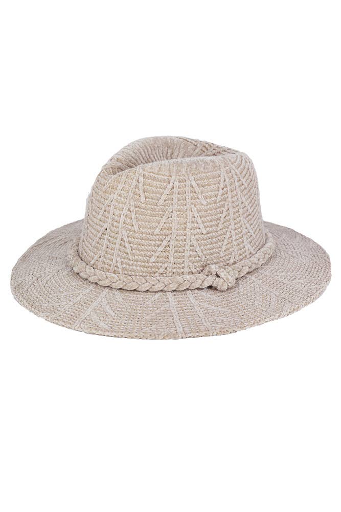 Hana - Vente Chapeau en feutre - femme - Fedora d'hiver à motif chenille et bande tressée0