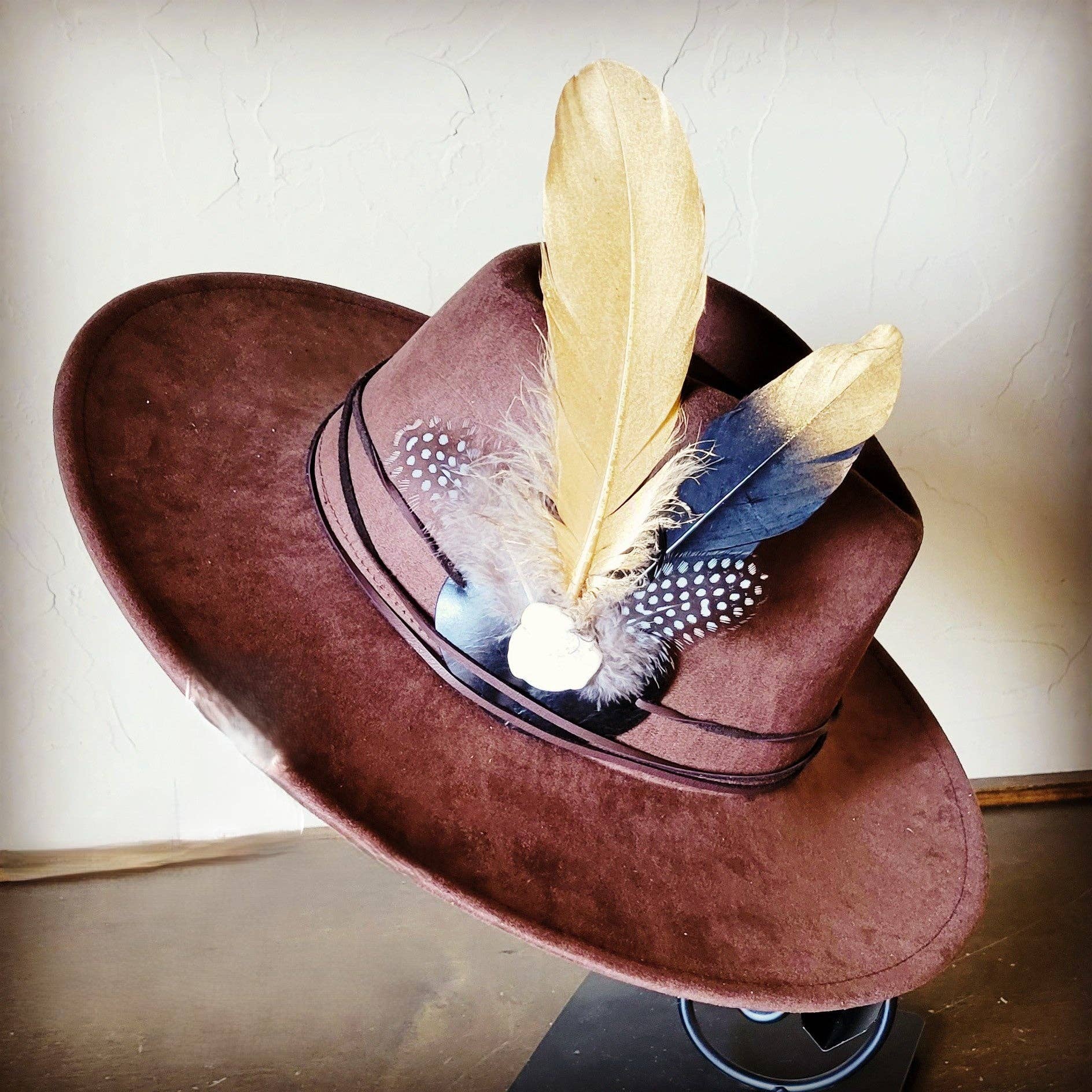 The Jewelry Junkie - Wholesale Fedora - Women's - Boho Western Hat w/ Choice of Feather Hat Band-Brown 982d5