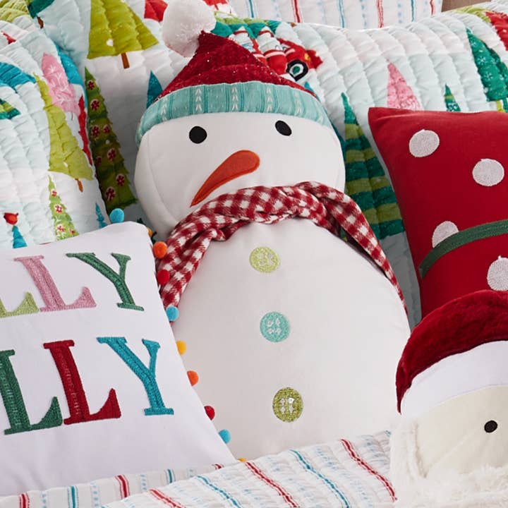 Levtex Home - Wholesale Throw/Decorative Pillow - Merry & Bright Holly Jolly Snowman Throw Pillow