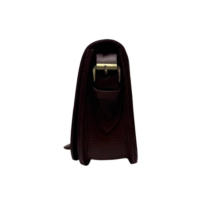 Artisan Stories - Wholesale Crossbody bag – Women's - Sam Loop-Closure Leather Saddle Bag – Burgundy3