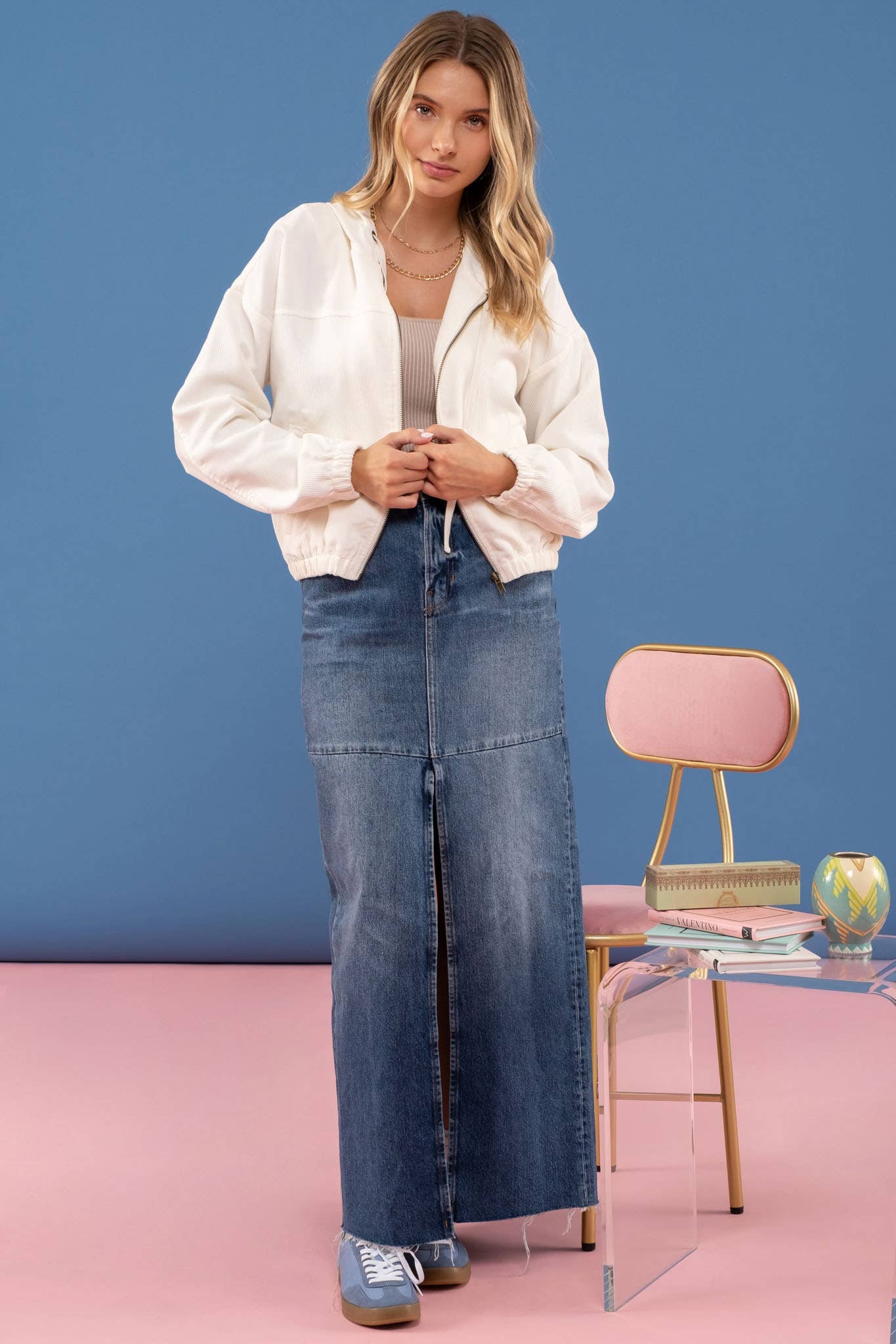 Blu Pepper – Blusão - Mulher por atacado – CASACO DE VELUDO COM ZÍPER18