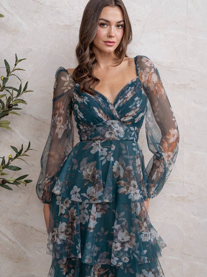 Rosemore Couture - Wholesale Dress - Women's - FLORAL PRINT PLEATED MIDI DRESS 10