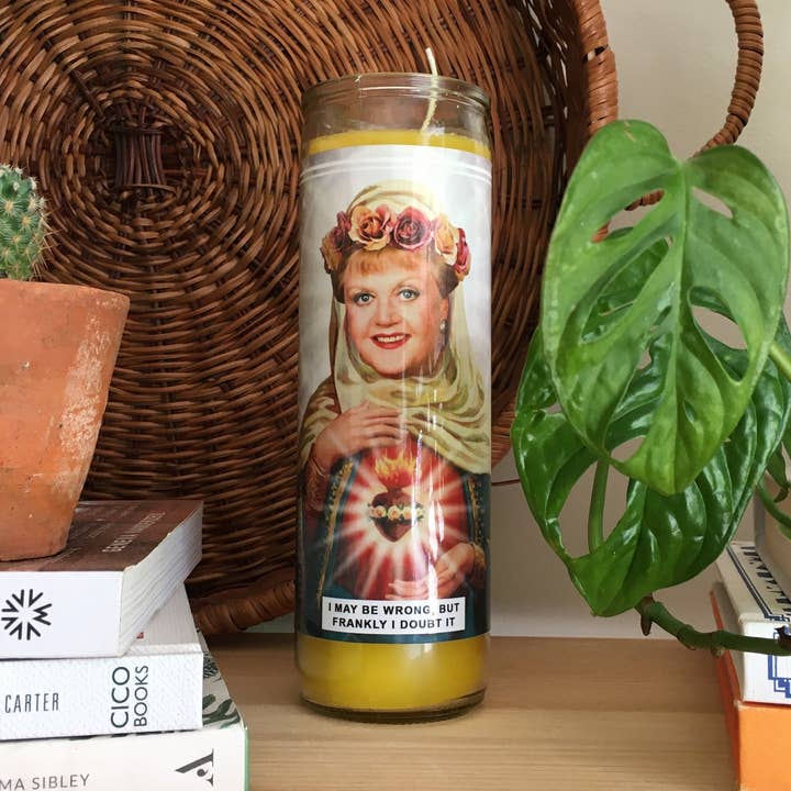 Saint Angela Lansbury | Jessica Fletcher | Murder She Wrote Prayer Candle for wholesale by Ain't Saint