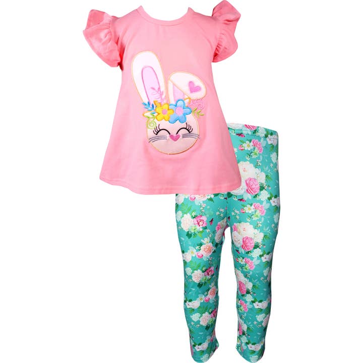Bebis Flicka påskharen blommig tunika legging outfit Set för wholesale av Amor Babee