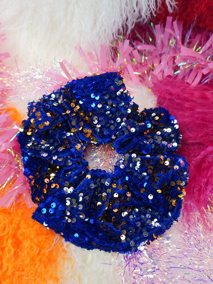 Elastico per capelli Carnival Blue & Gold Super Size con paillettes per la vendita all'ingrosso da parte di Isolated Heroes