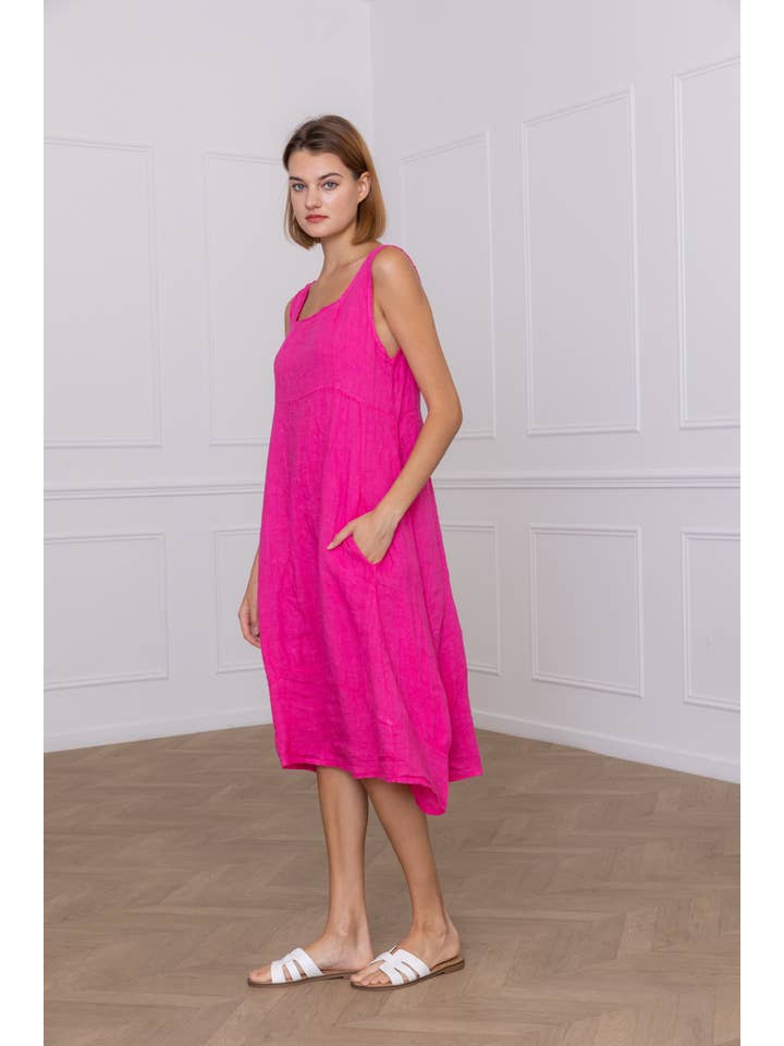 Happy look - Wholesale Dress - Women's - Sleeveless Linen Midi Dress 72073L