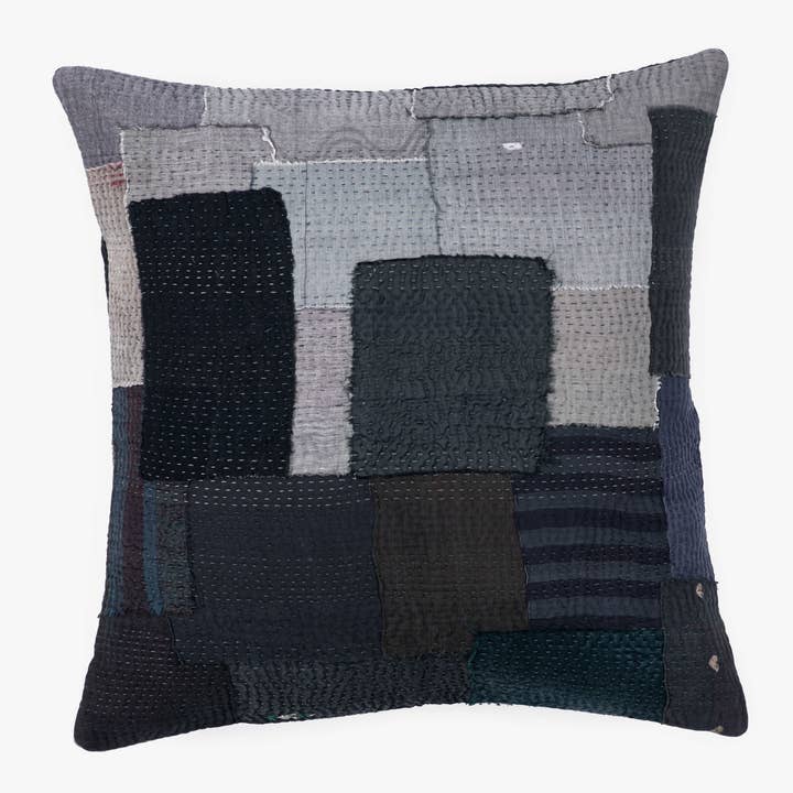 Landskap Handgjord vintage Kantha Kuddfodral - Svart för wholesale av Maison Mieko