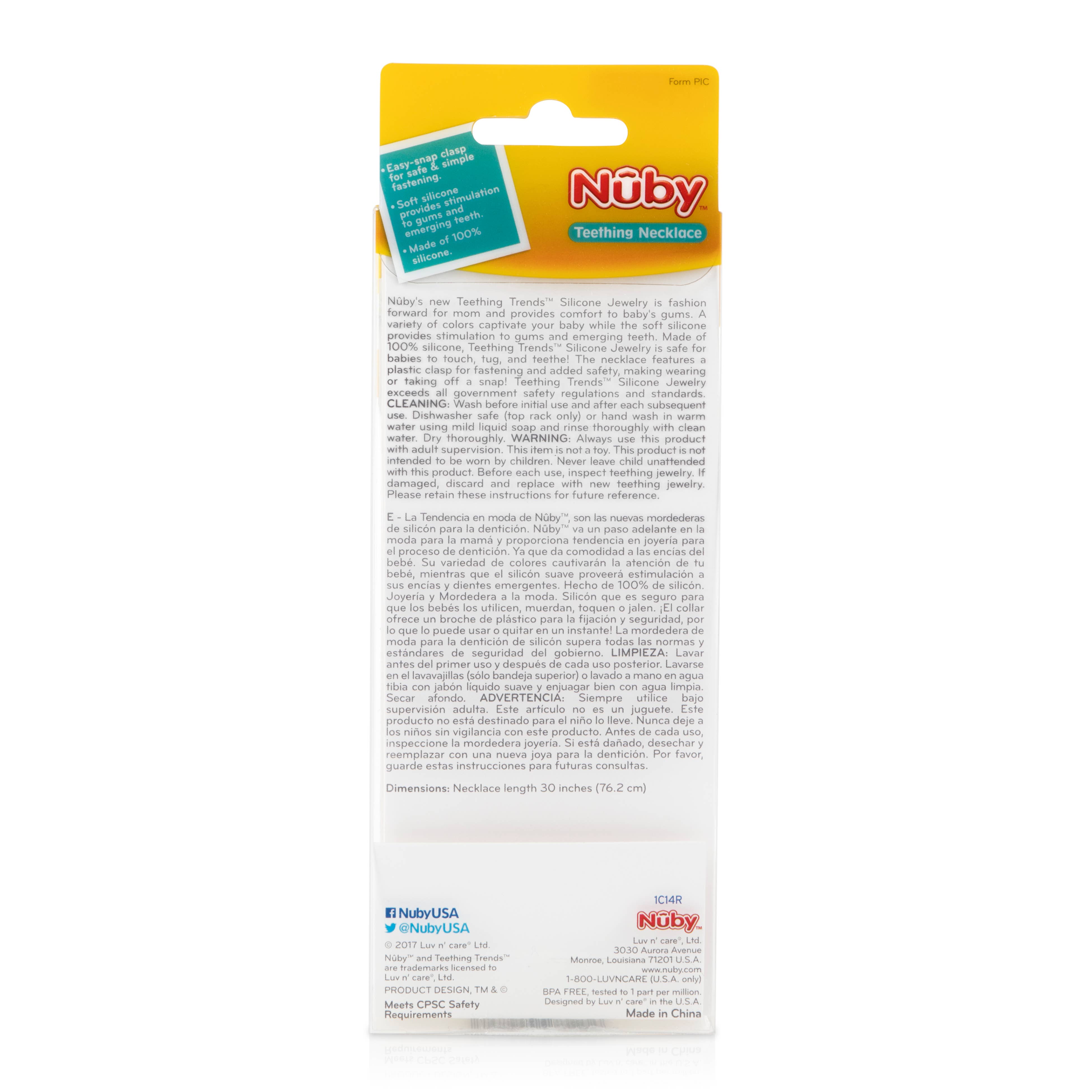 Nuby - Vente Anneau de dentition sans clip – bébé - Collier pendentif en silicone Teething Trends5