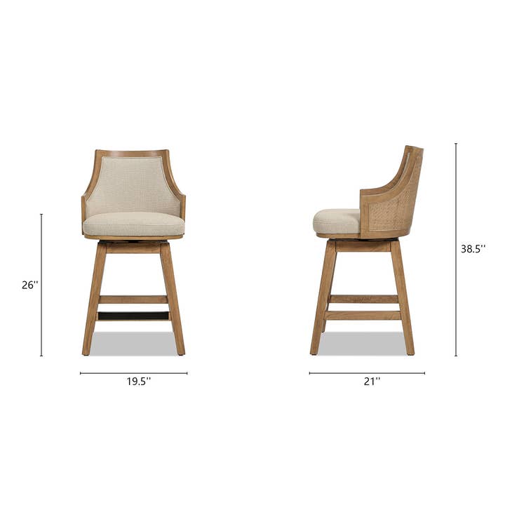 Jennifer Taylor Home - Wholesale Stool - Bahama Cane Rattan High-Back Swivel Bar & Counter Stool4