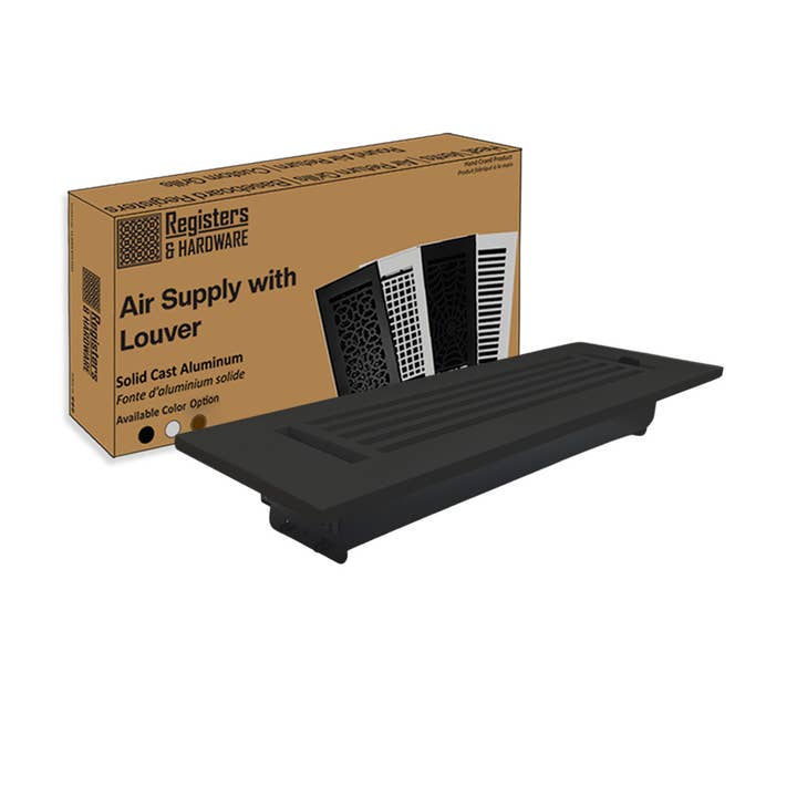 Slats 3"x10" Solid Cast Aluminum Air Supply louvered Vent for wholesale by Registers and Hardware Hub Inc.