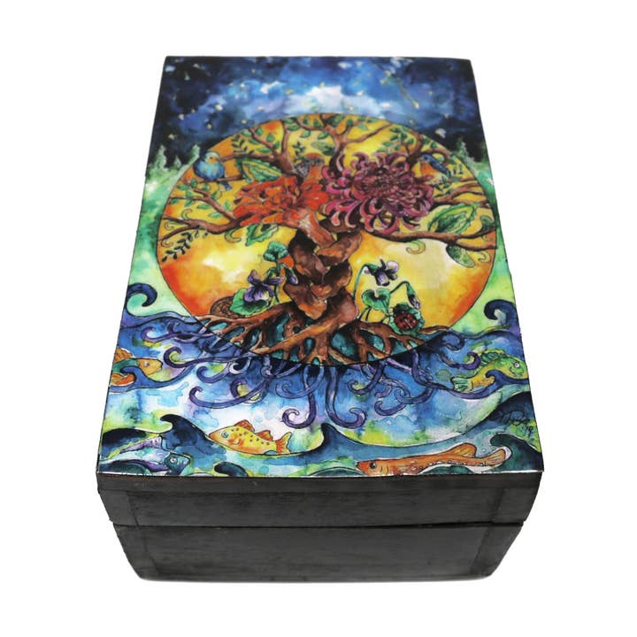 Holz-Aufbewahrungsbox (15,2 x 10,2 cm) – Tree of Life (schwarz) für den Großhandel von Designs by Deekay Inc.