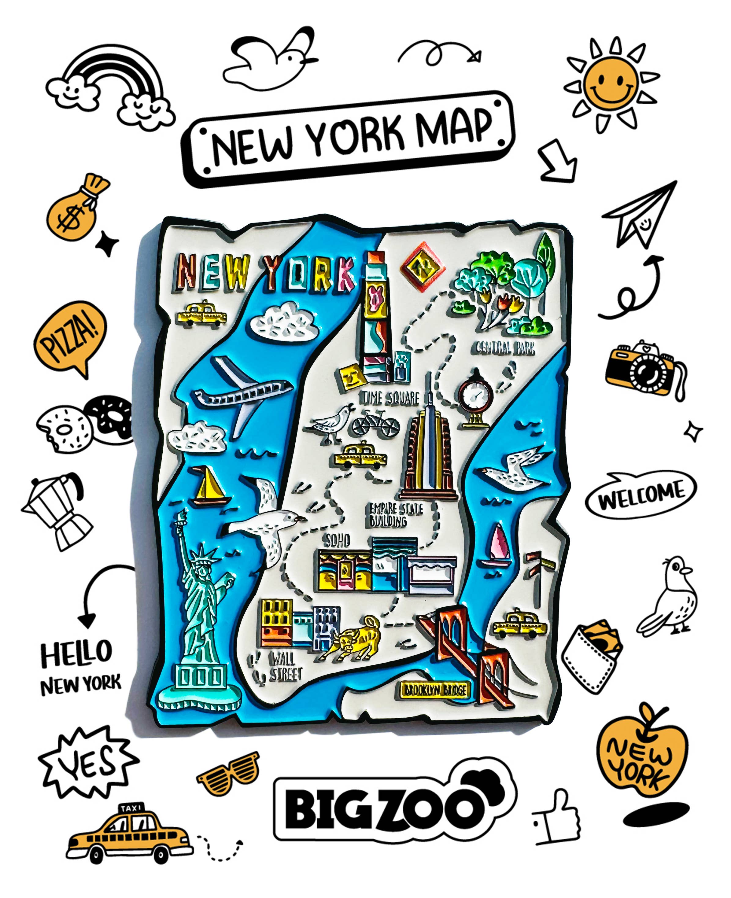 BigZoo Store - Vendita all'ingrosso Spilla da bavero - Spilla in smalto con mappa di New York City3