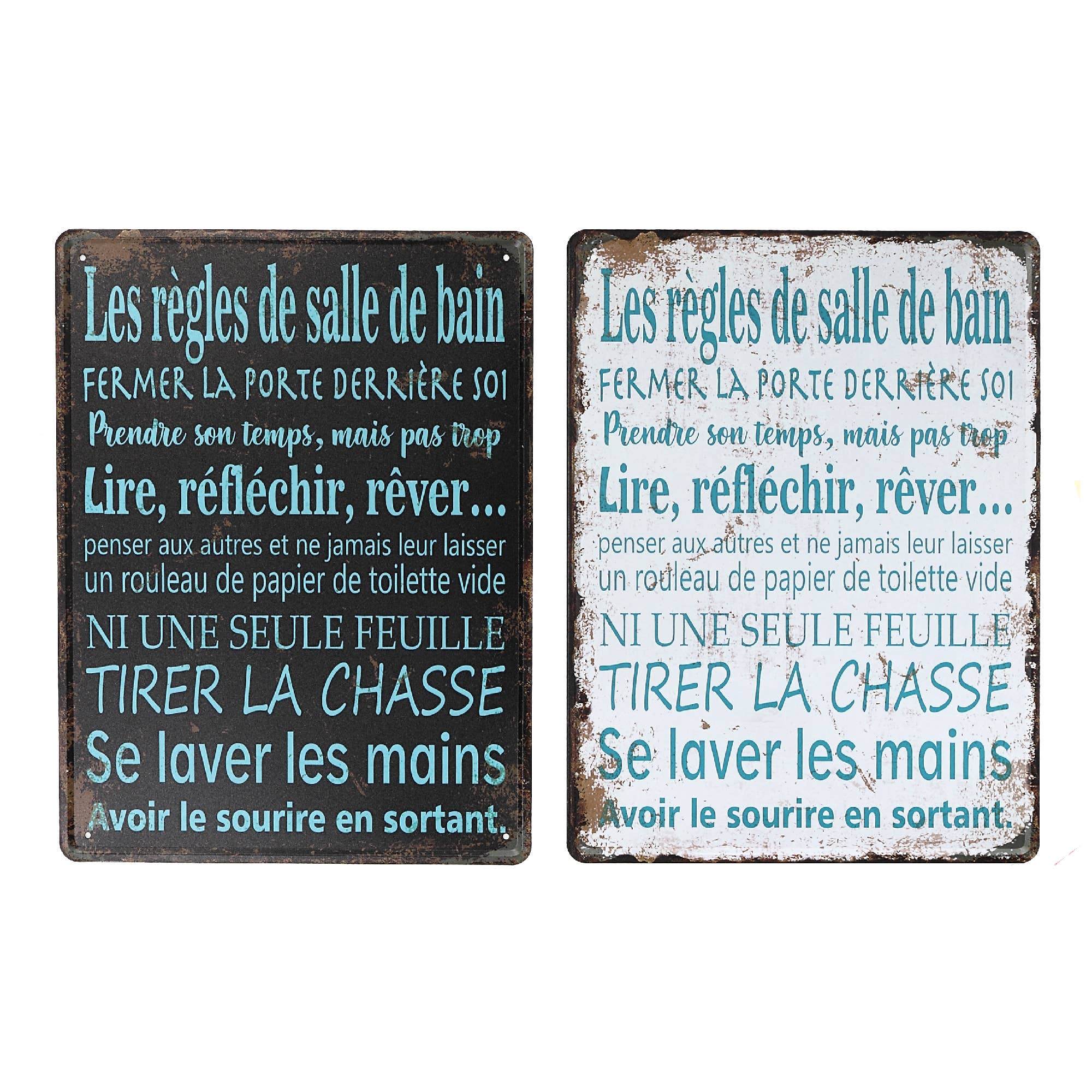 Multi Metal Wall Sign Regles De Salle De Bain Asstd for wholesale on Faire0
