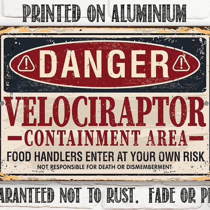 Lone Star Art Metal Signs - Wholesale Sign - Danger Velociraptor - Metal Sign8