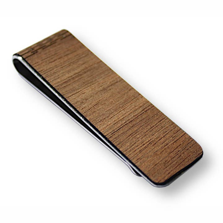 WUDN Handcrafted - Wholesale Money Clip - Unisex - Slim Money Clip, Stainless-Steel & Hardwood (LEAVENWORTH)1
