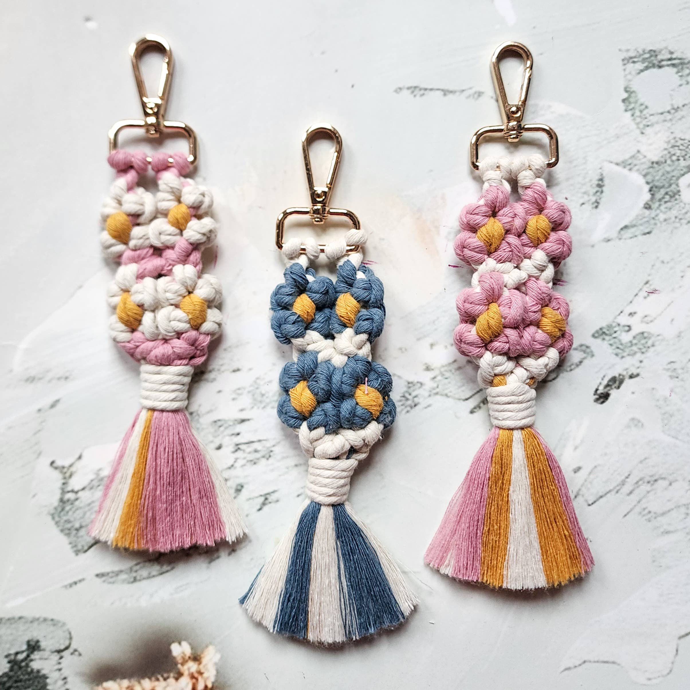 Handmade By Uruba – wholesale Keychain – Women's – Color Pop Macrame Keychain | Handwoven Boho Tassel Accessory2